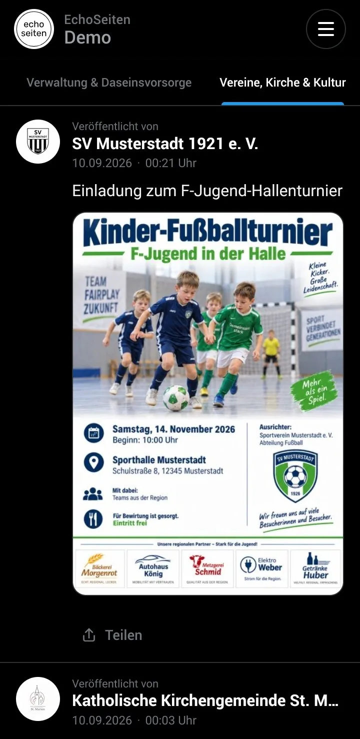 EchoSeiten Vereine, Kirche und Kultur
